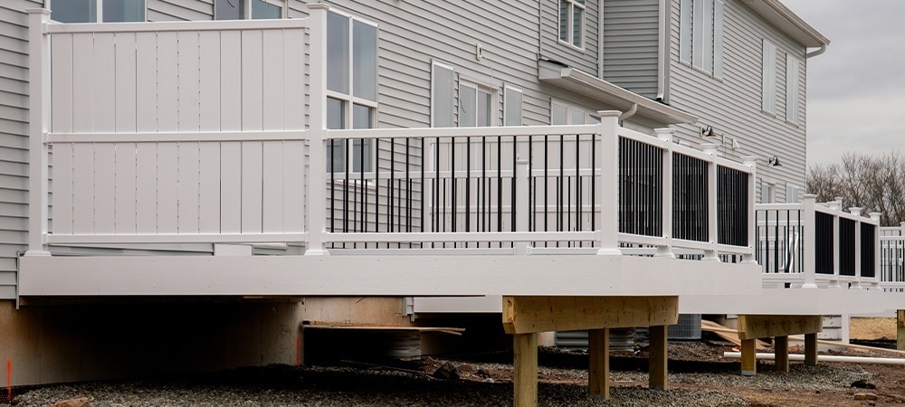 white deck on a backyard