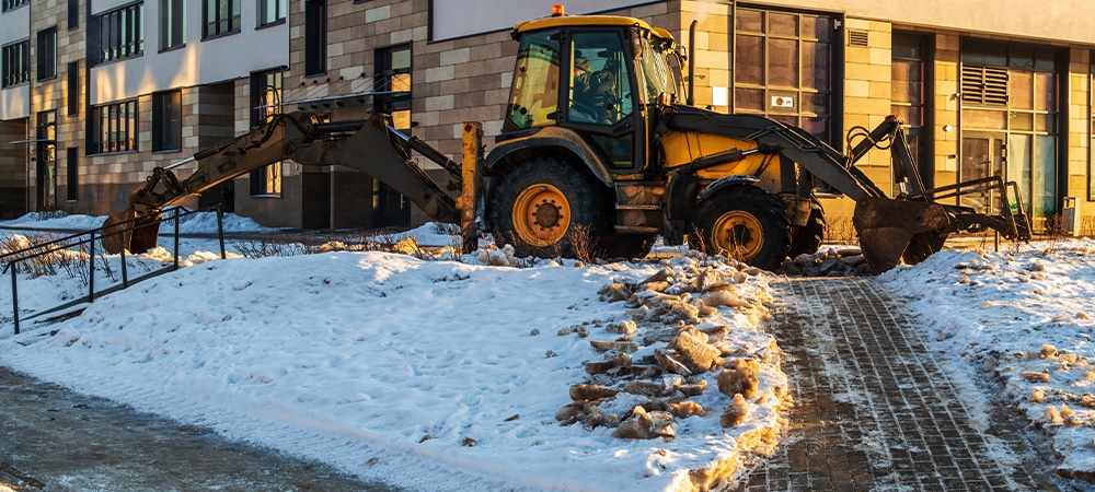 snow removing in front of office building