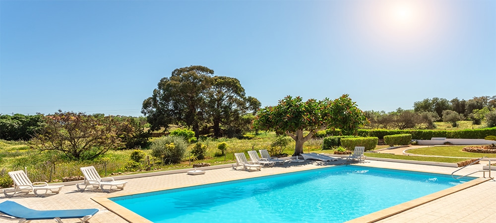 sun light warming the pool water