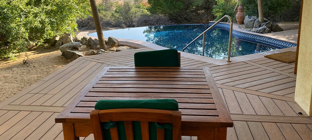 wooden pool deck aesthetic design